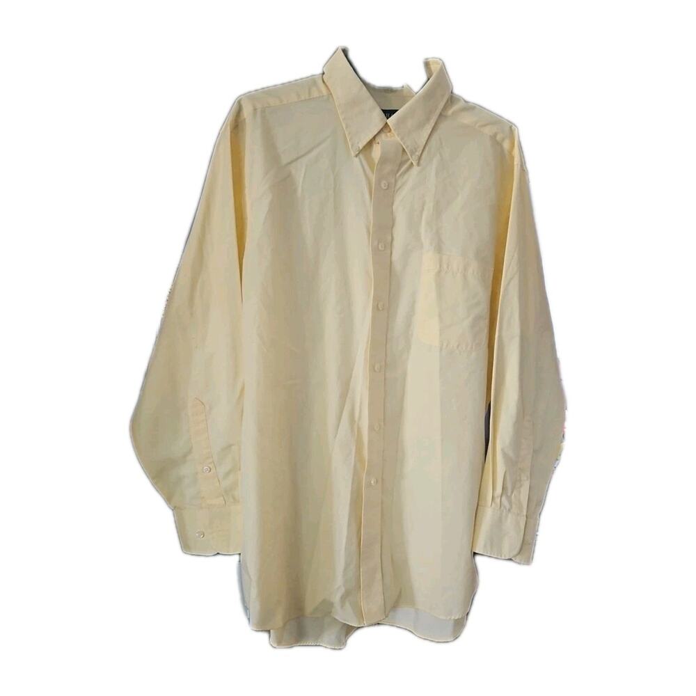 Chaps Polo Shirt Men's Size Large Yellow Button Down Long Sleeve
